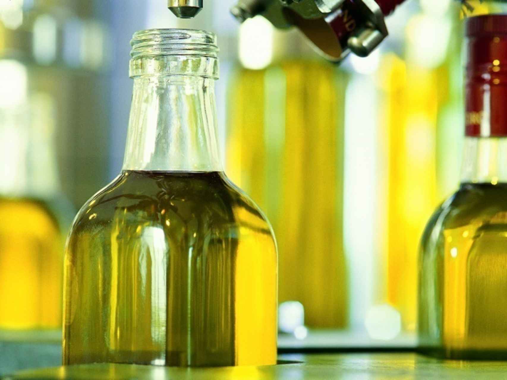 Imagen de archivo de aceiteras con aceite de oliva.