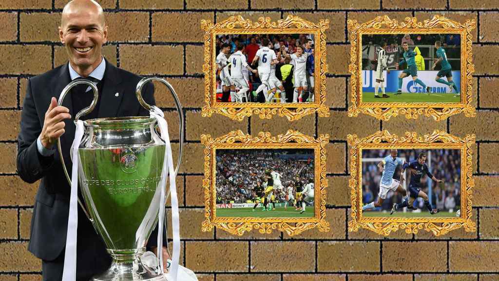 Zinedine Zidane y diferentes momentos de eliminatorias de Champions