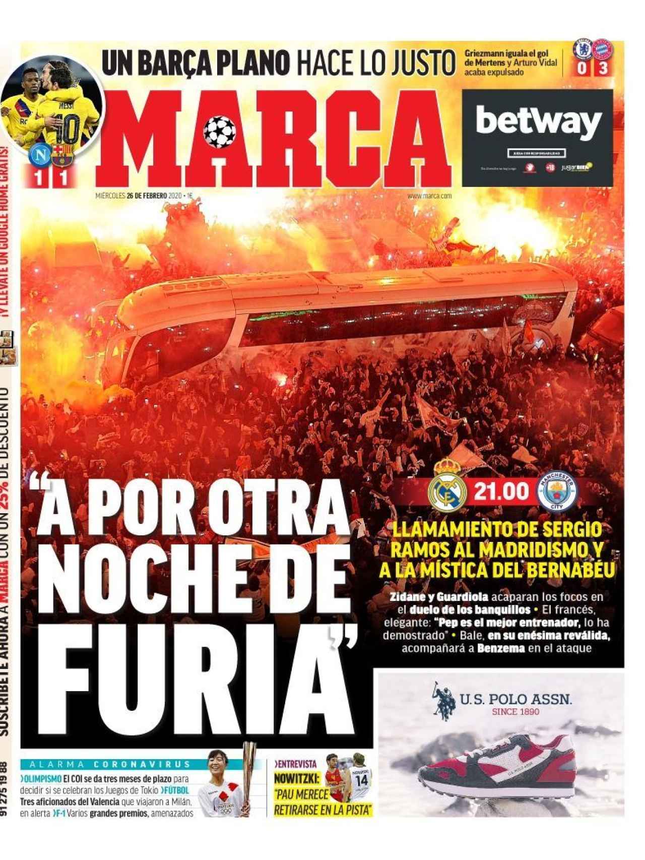 La portada del diario MARCA (26/02/2020)