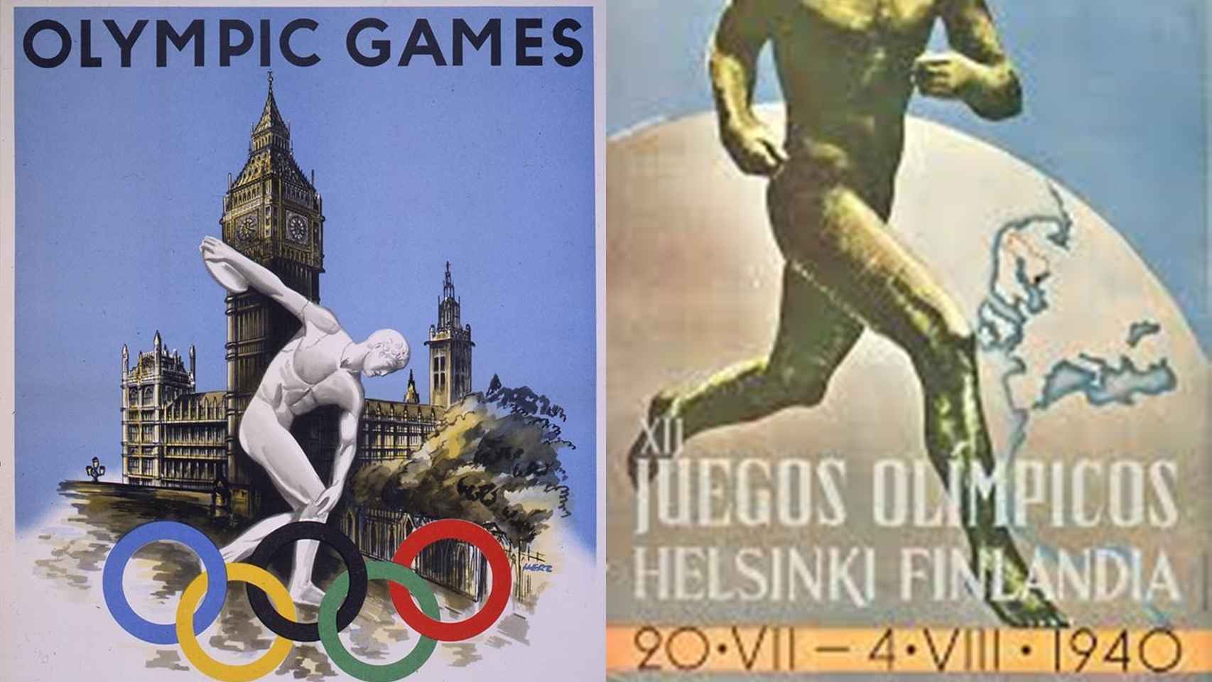 Carteles de los Juegos Olímpicos de Londres 1948 y de Helsinki 1940