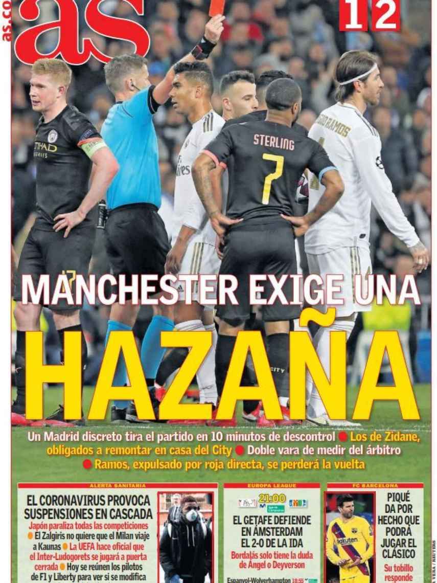 La portada del diario AS (27/02/2020)