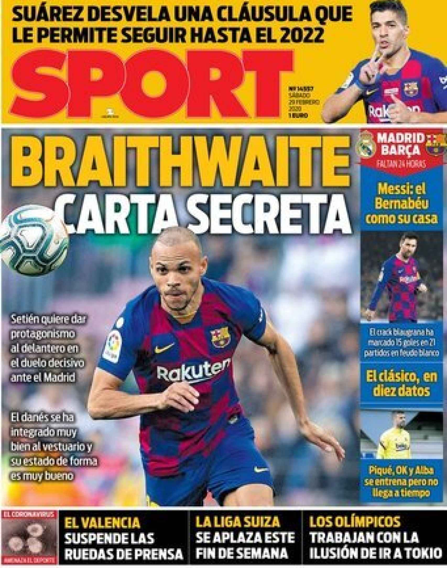Portada Sport (29/02/2020)