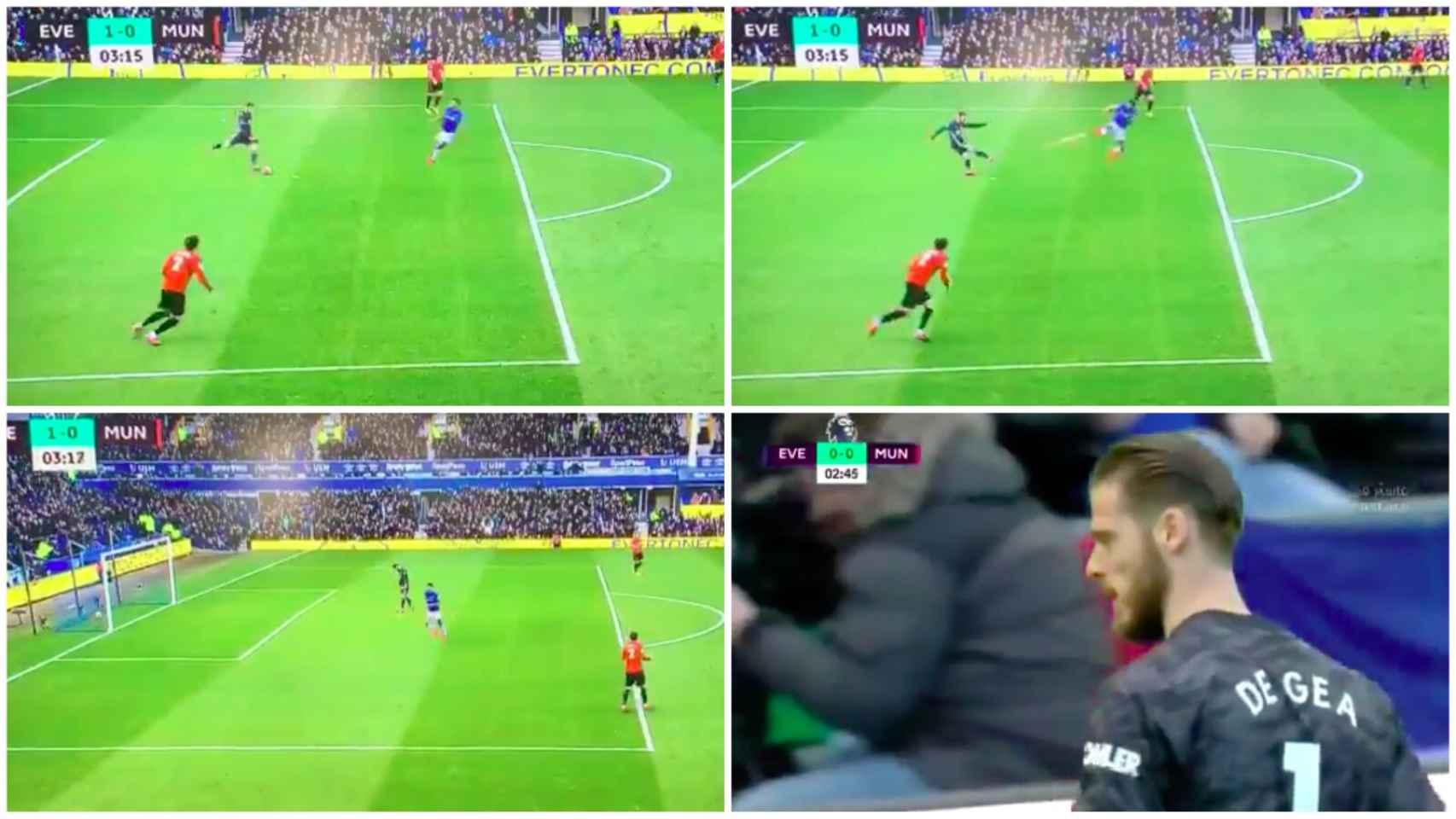 Secuencia del error de De Gea en el partido ante el Everton