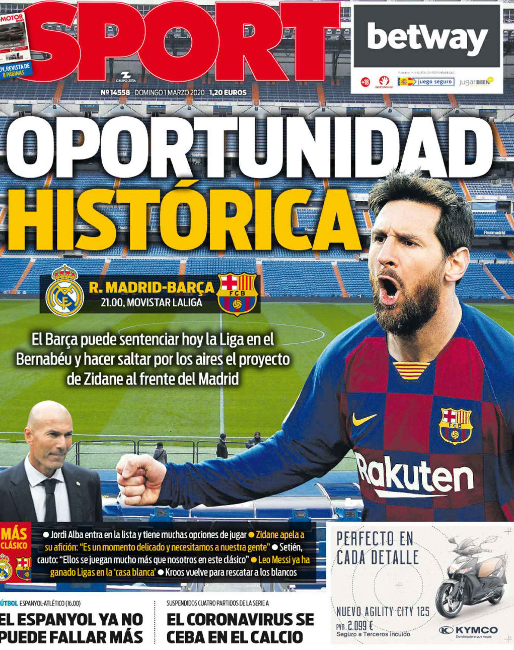 La portada del diario Sport (01/03/2020)