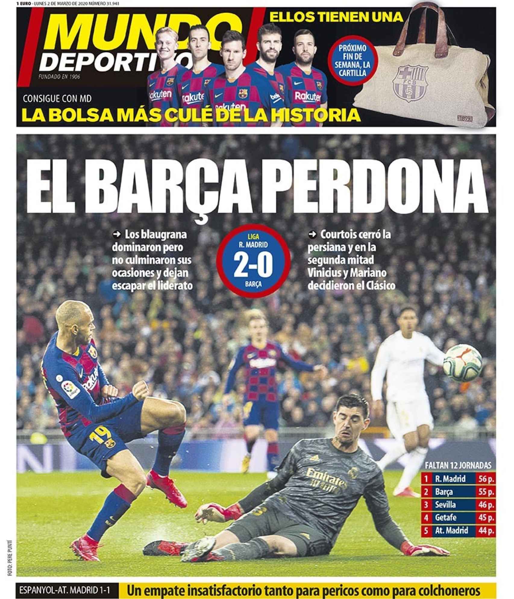 Portada Mundo Deportivo (02/03/2020)