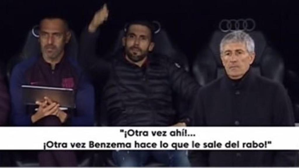 Eder Sarabia se desespera ante la pasividad de su defensa con Karim Benzema