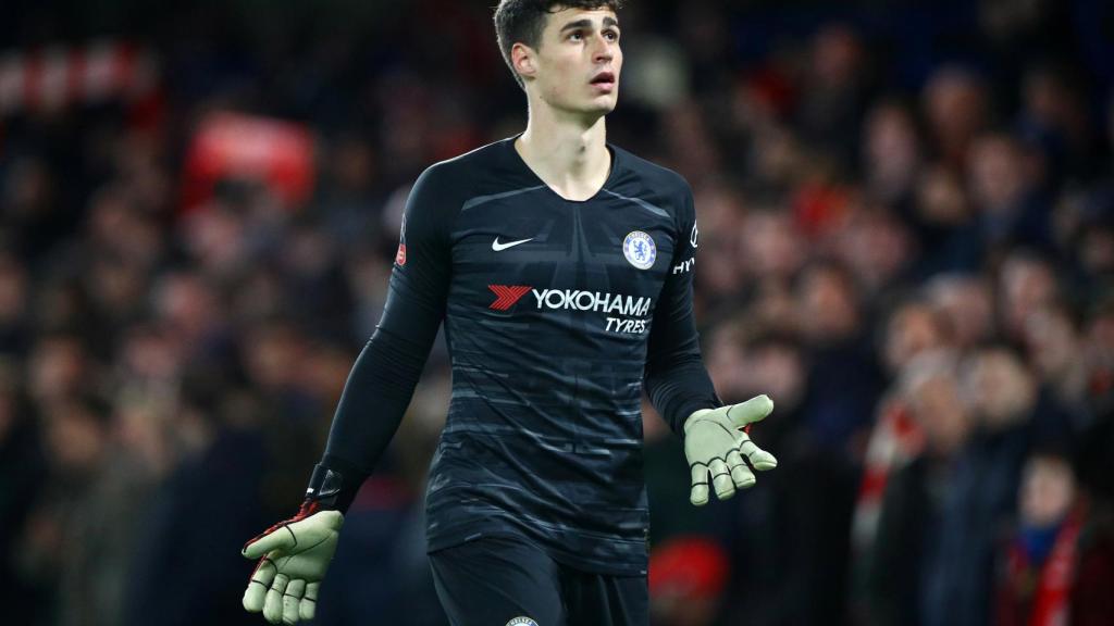 Kepa, durante un momento del partido ante el Liverpool