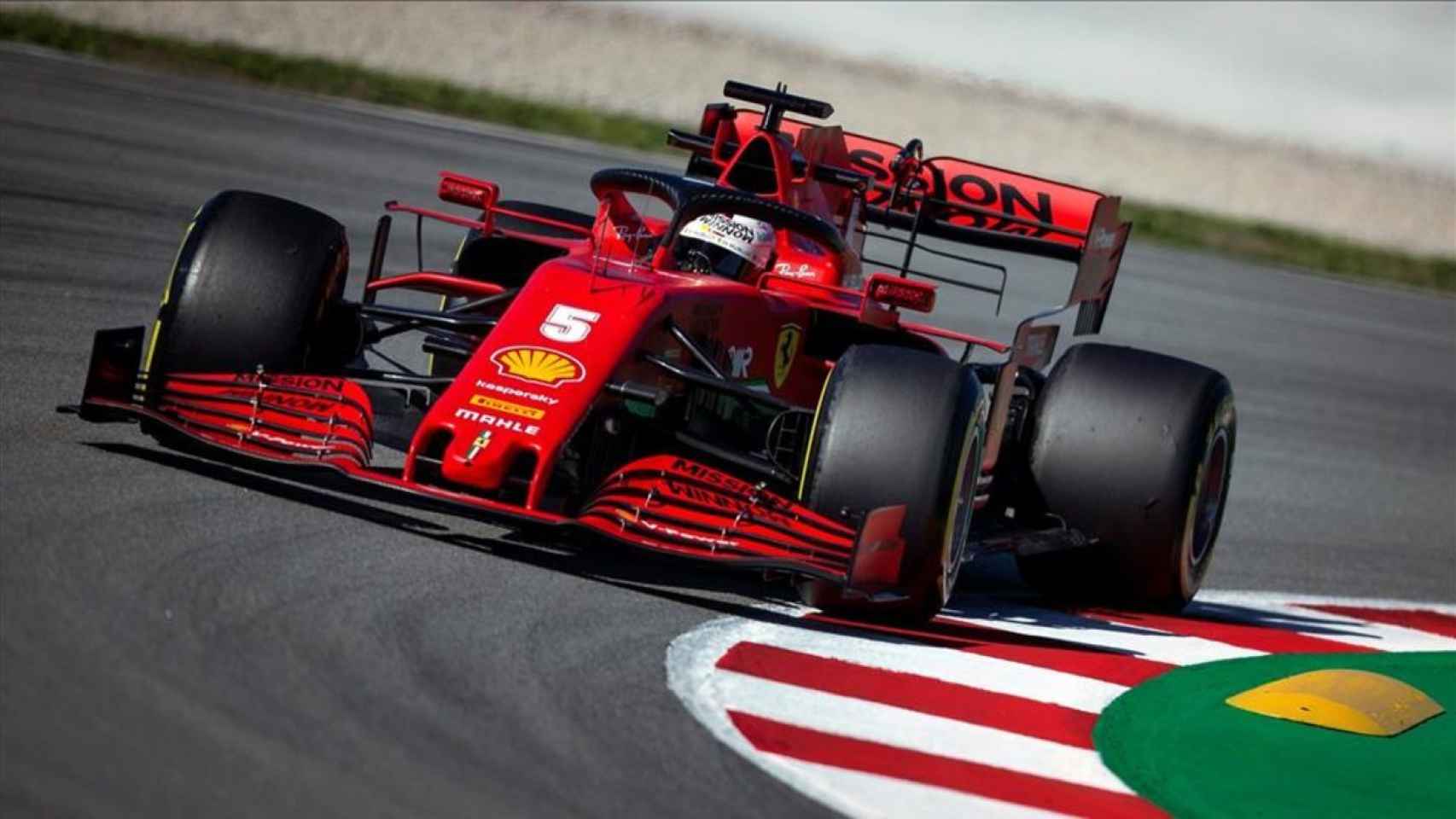 Sebastian Vettel, durante los test en el Circuit de Catalunya