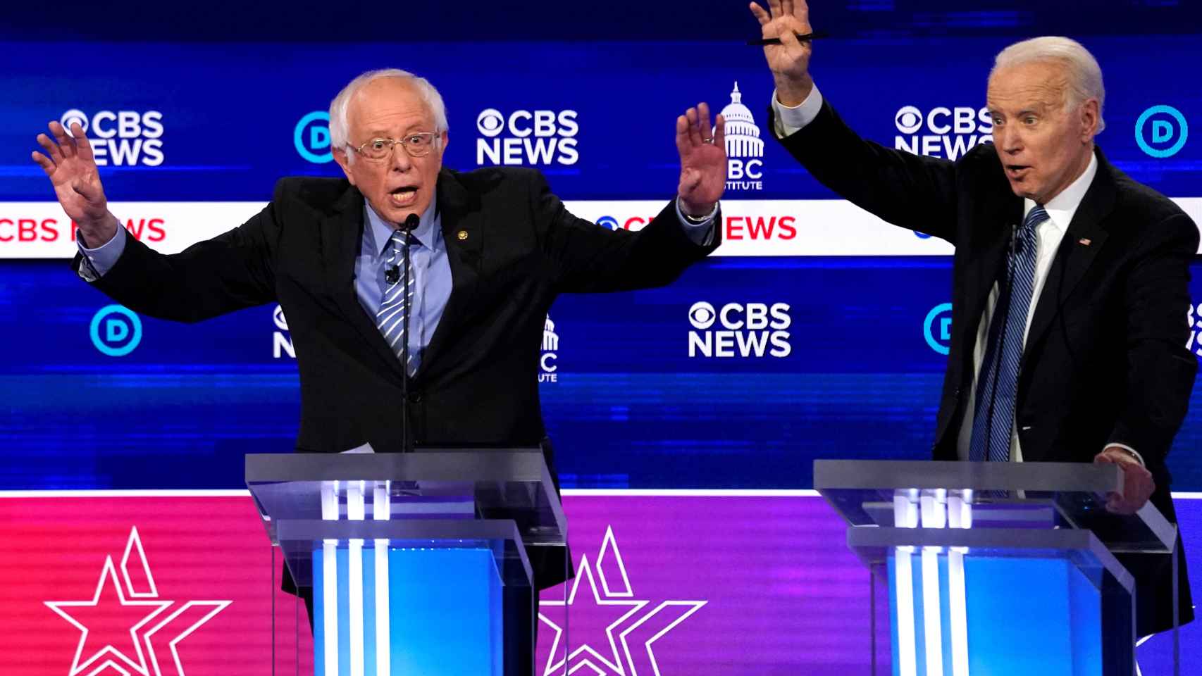 Los aspirantes demócratas Bernie Sanders y Joe Biden.