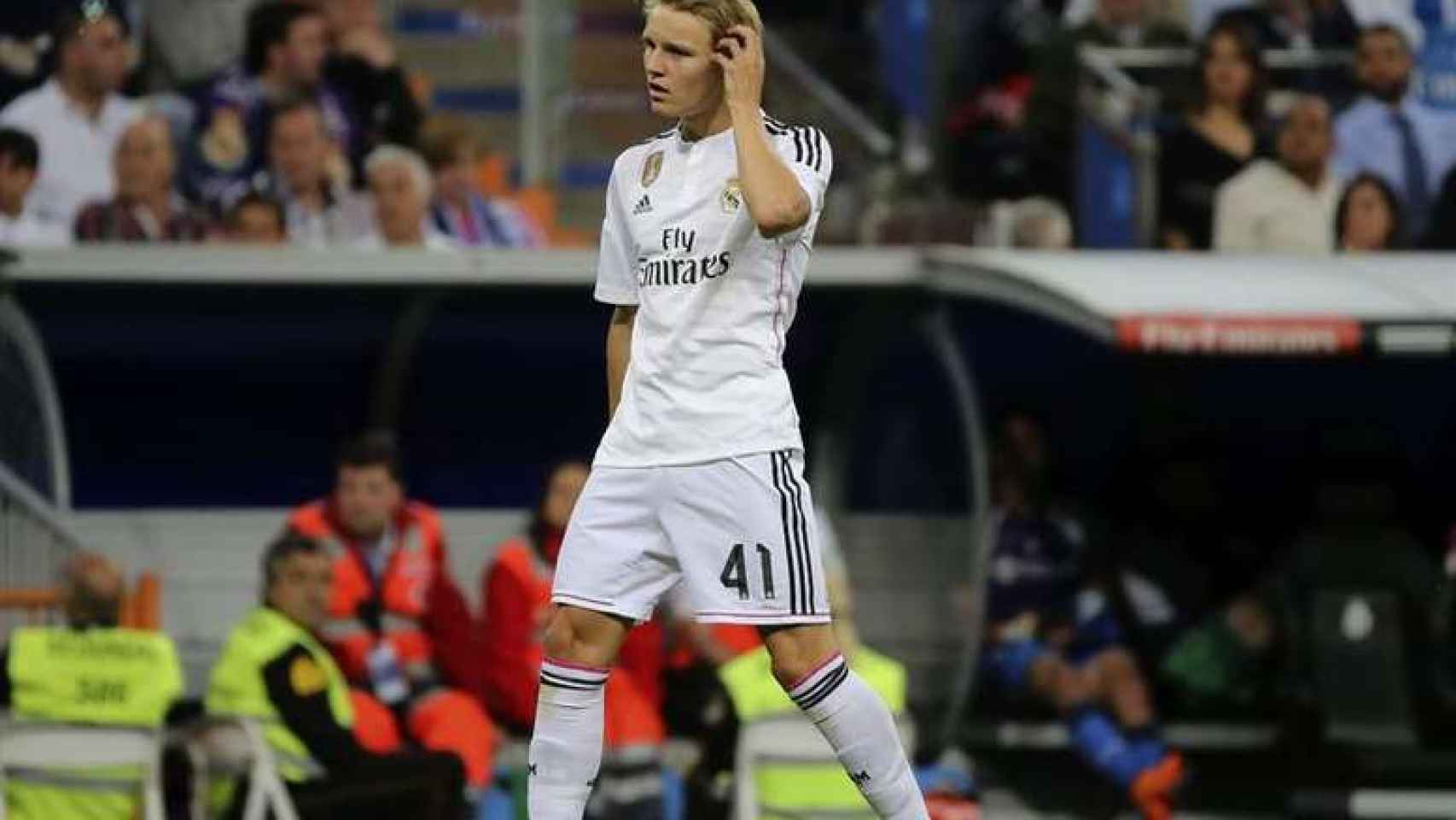 Martin Odeegard durante un partido con el Real Madrid.