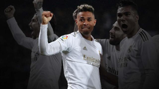 Mariano Díaz celebra su gol en El Clásico