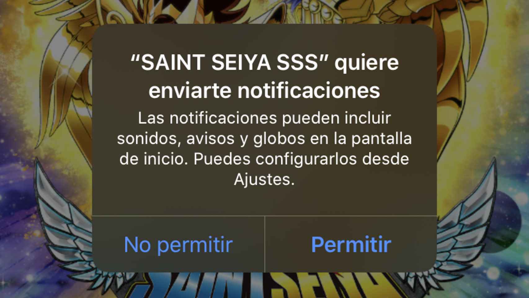 App pidiendo permiso para mostrar notificaciones en iOS