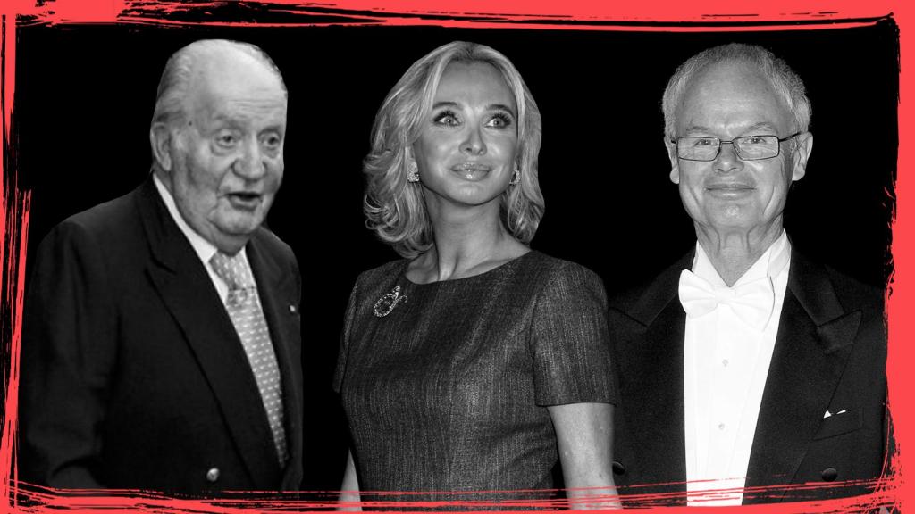 De izquierda a derecha: el rey emérito, Juan Carlos, Corinna y Álvaro de Orleans.