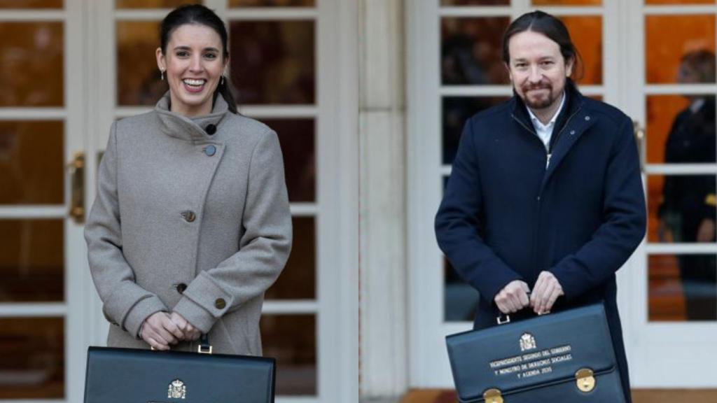 La ministra de Igualdad, Irene Montero, y el vicepresidente segundo del Gobierno, Pablo Iglesias.