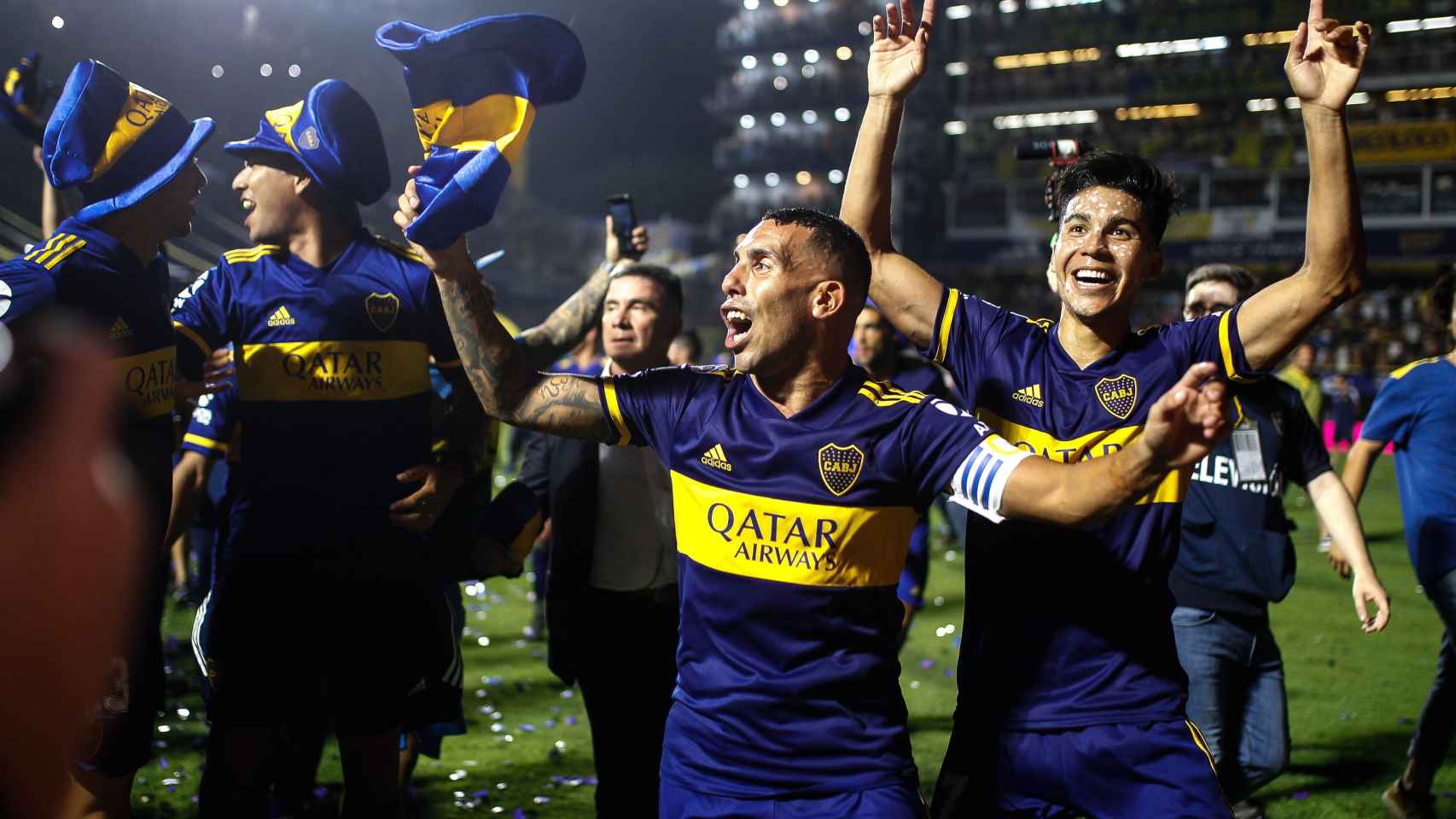 Los jugadores de Boca Juniors celebrando la Superliga Argentina.
