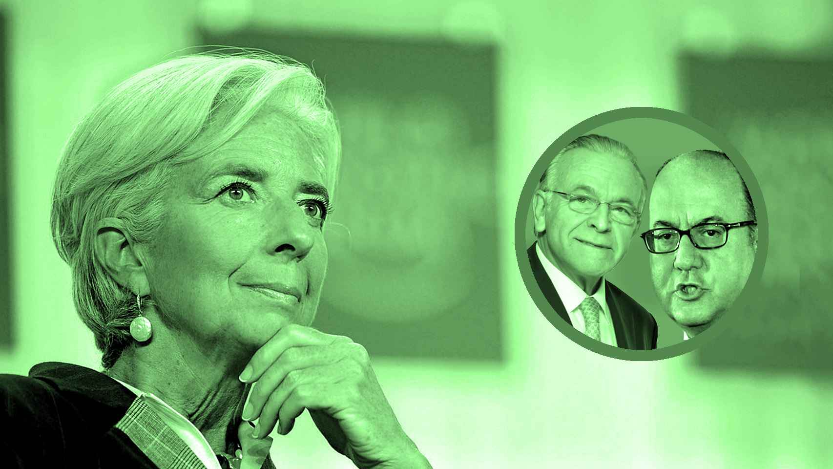 Christine Lagarde, José María Roldán e Isidro Fainé.