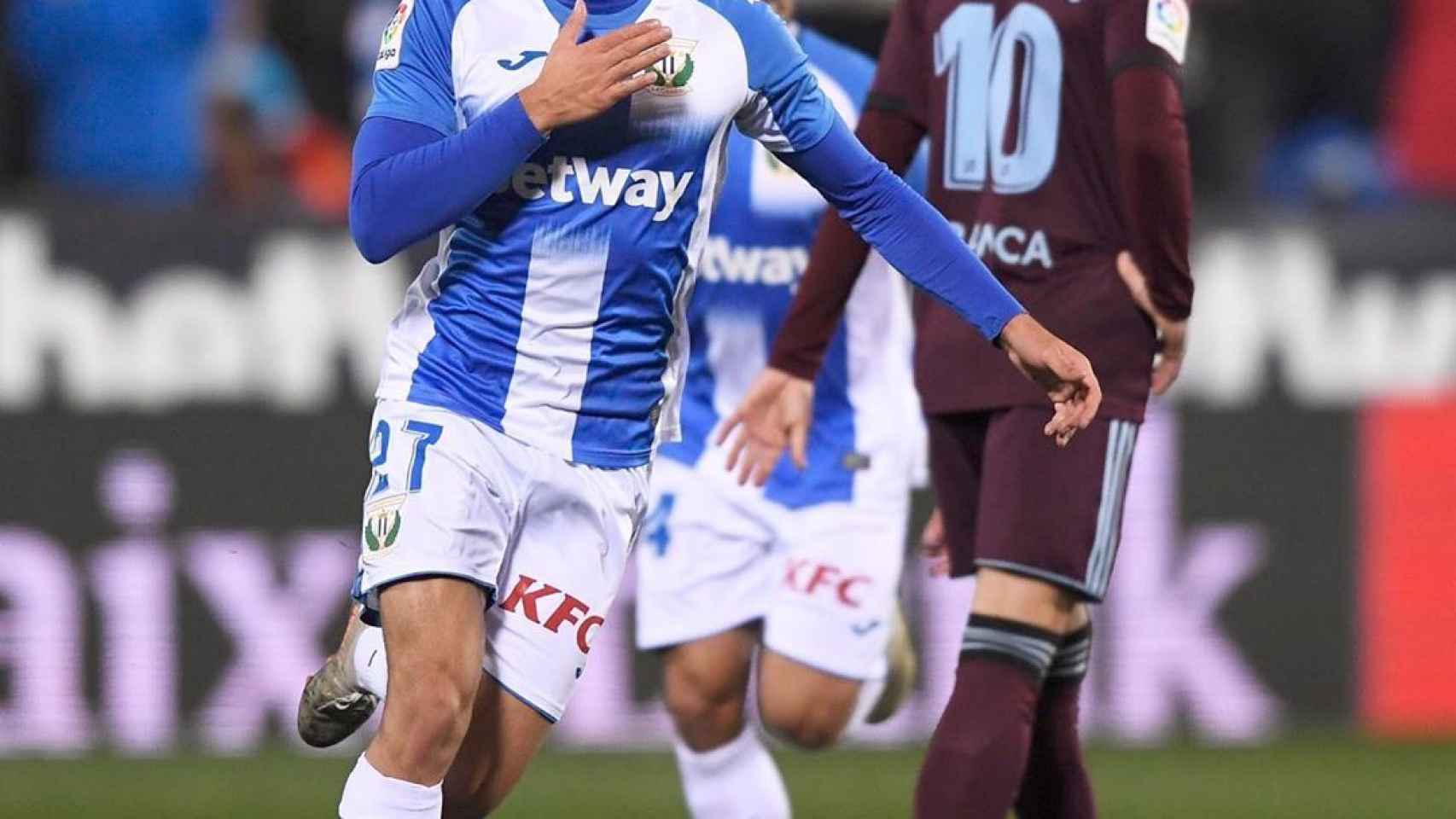 Óscar Rodríguez celebra su gol ante el Celta