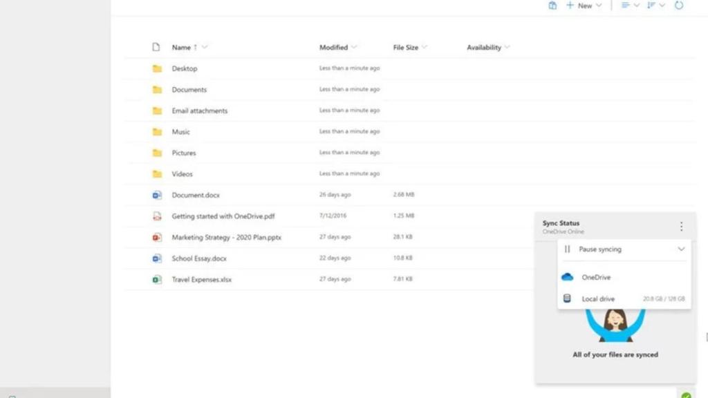 La integración con OneDrive es completa