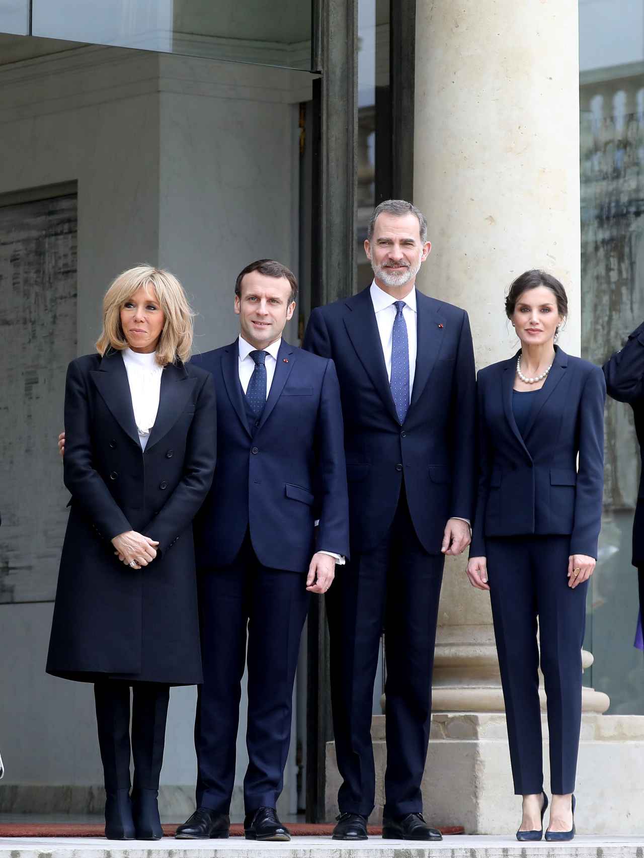 El presidente de Francia y su esposa con el rey Felipe y la reina Letizia.