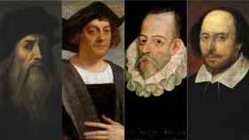 Leonardo Da Vinci, Cristóbal Colón, Miguel de Cervantes y William Shakespeare.