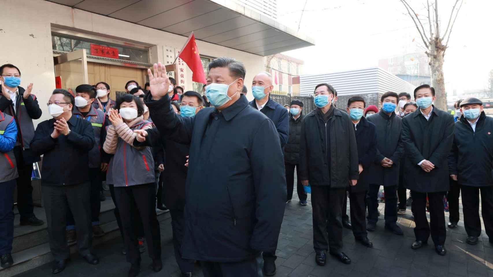Xi Jinping, presidente de China, en su visita a Wuhan este martes