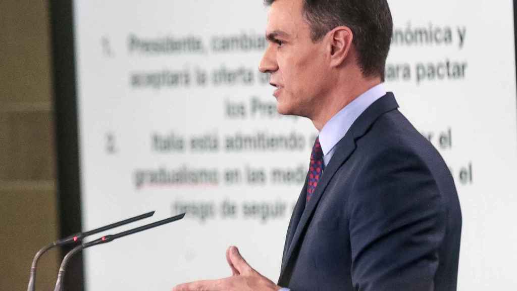 Pedro Sánchez, durante una comparecencia reciente en Moncloa.