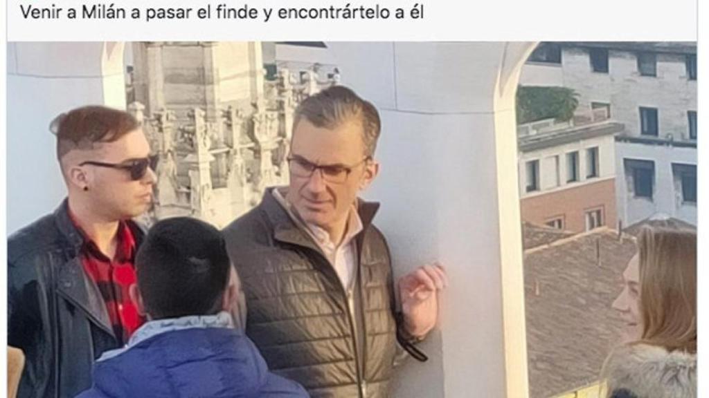 Captura del tuit que sitúa a Ortega Smith en Milán el día 15 de febrero.