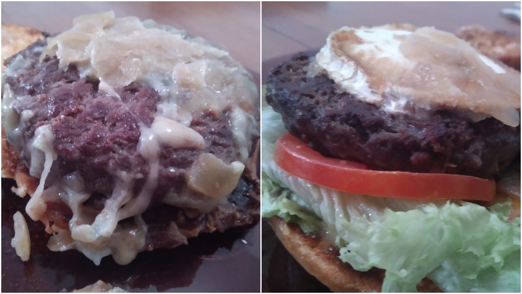 A la izquierda, la hamburguesa de buey; a la derecha, la de vaca.