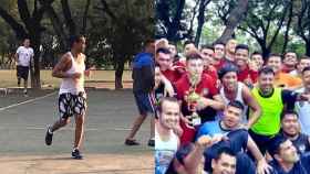 Ronaldinho, en el torneo de fútbol de la prisión de Paraguay
