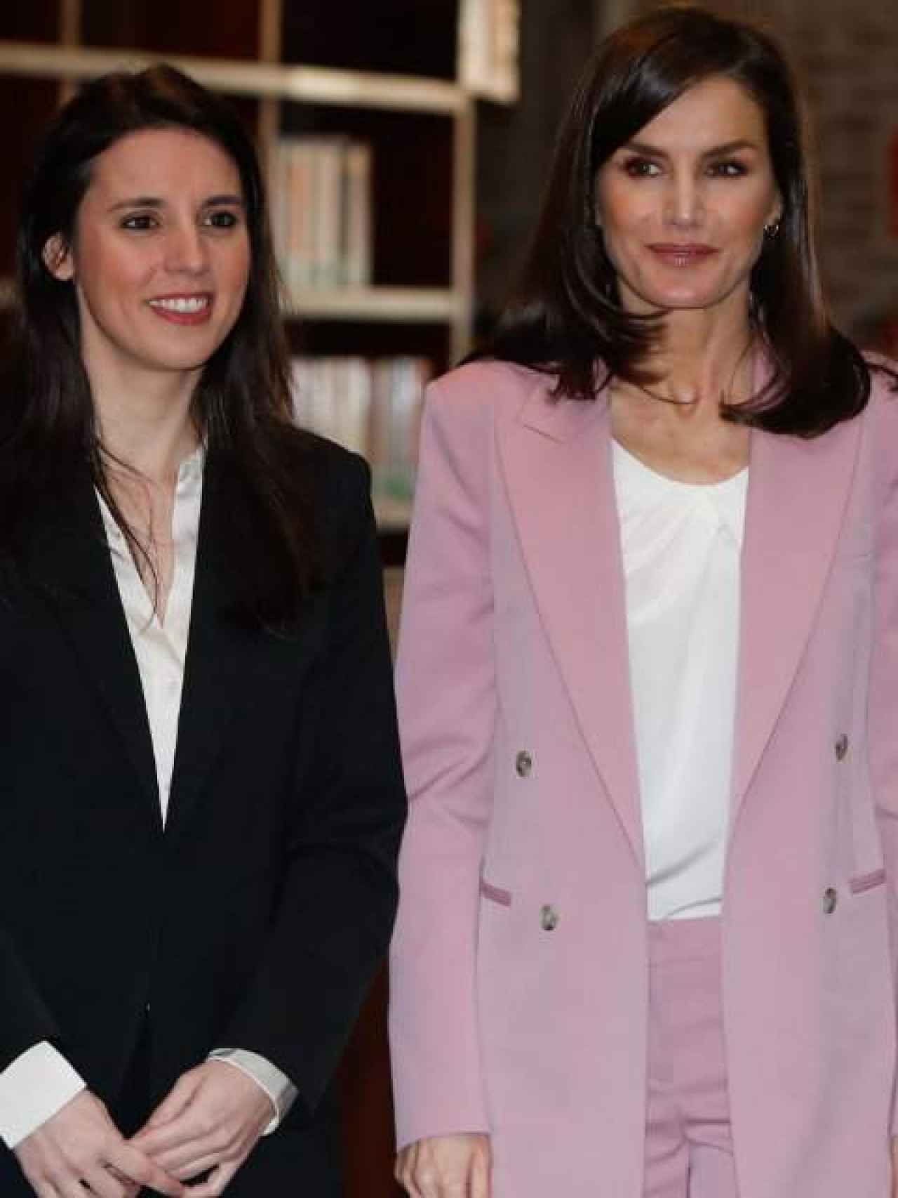 Irene Montero, ministra de Igualdad, y la reina Letizia.
