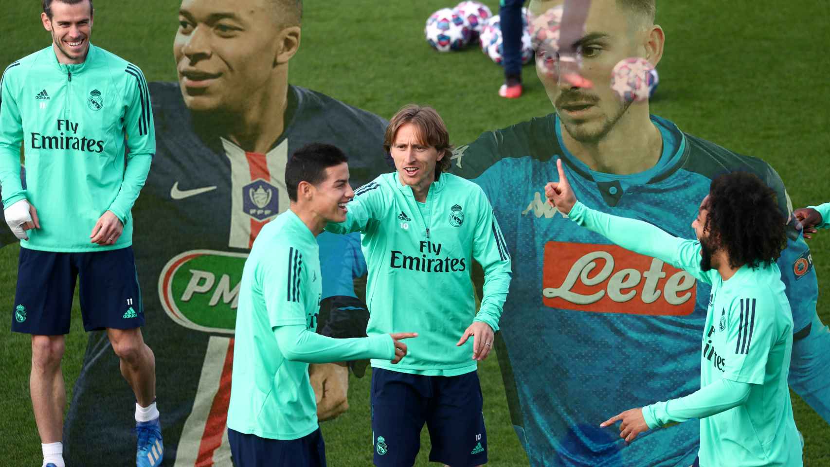 Kylian Mbappé, Gareth Bale, James Rodríguez, Luka Modric, Marcelo y Fabián Ruiz