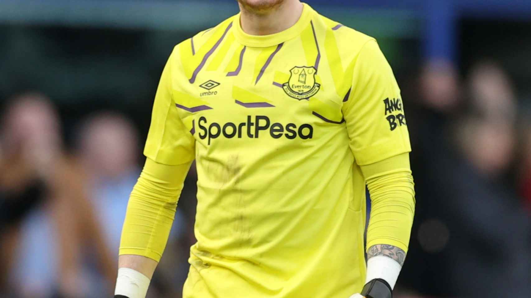 Pickford, durante un partido con el Everton