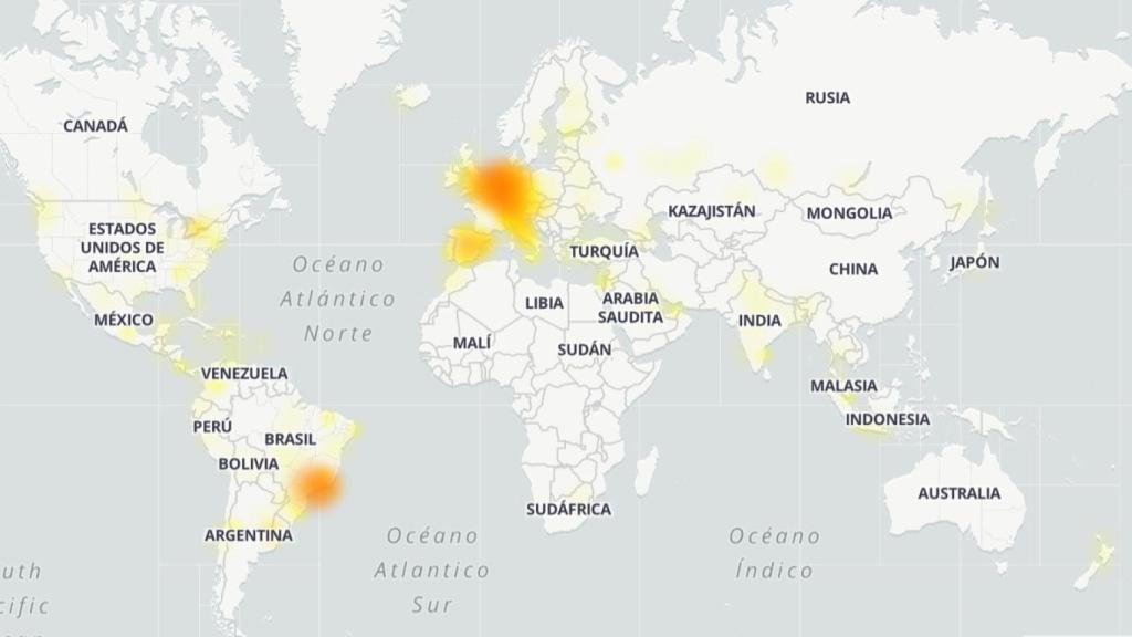 Mapa de problemas reportados de Whatsapp
