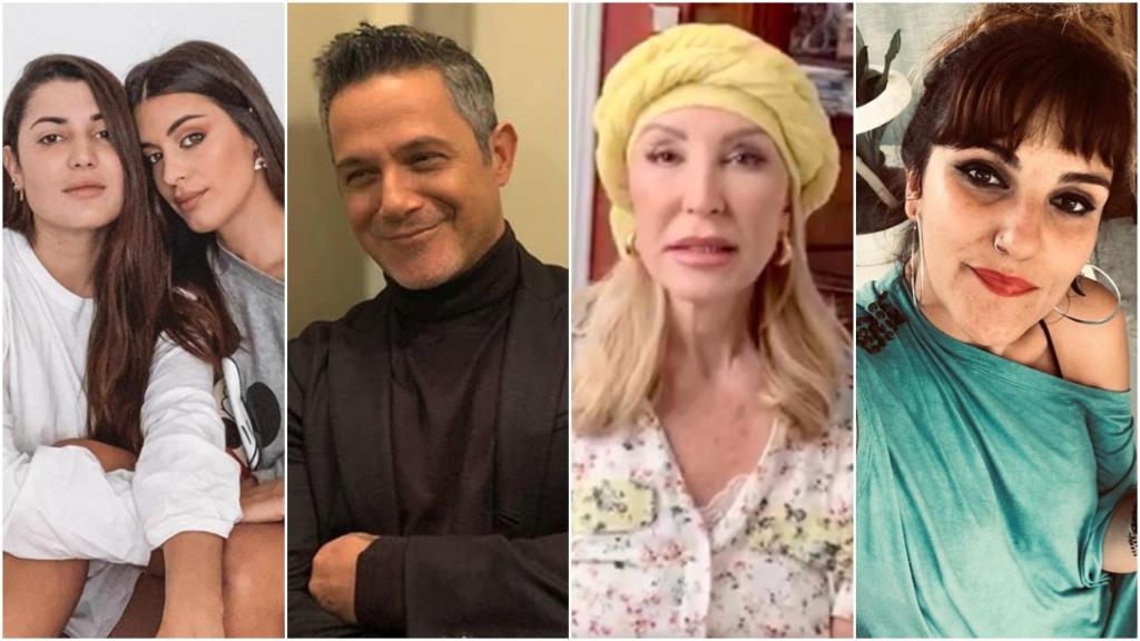 Por orden de lectura: Alba Paul Ferrer con Dulceida; Alejandro Sanz; Carmen Lomana; Rozalén.