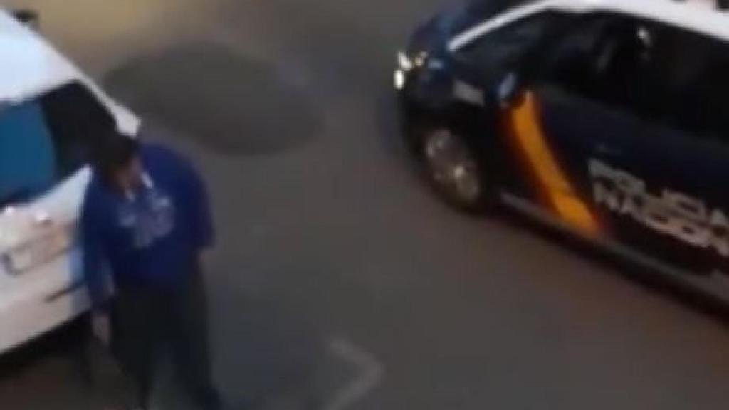 Un palentino pasea su perro de peluche.