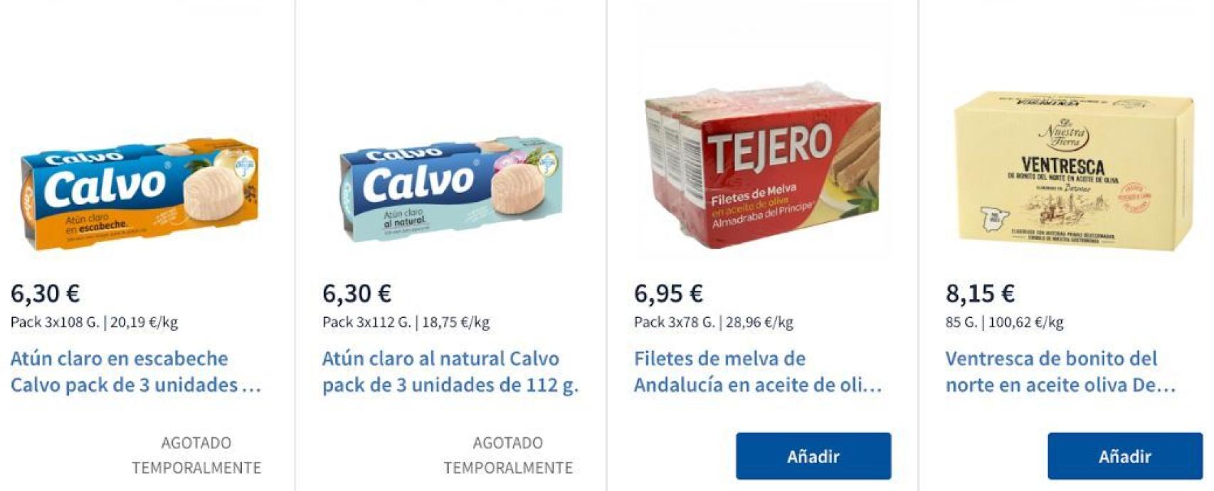 Atún Calvo, agotado.