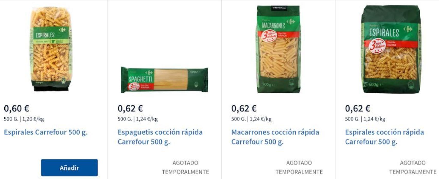 Algún tipo de pasta se ha agotado en los supermercados.