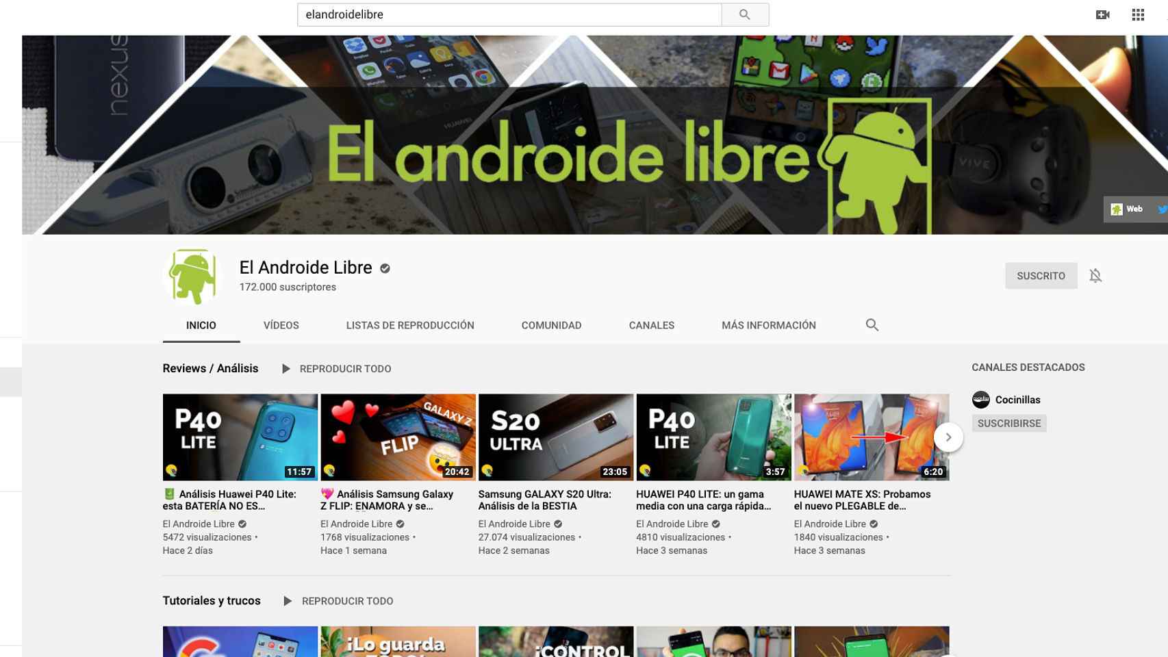Canal de YouTube de El Androide Libre.