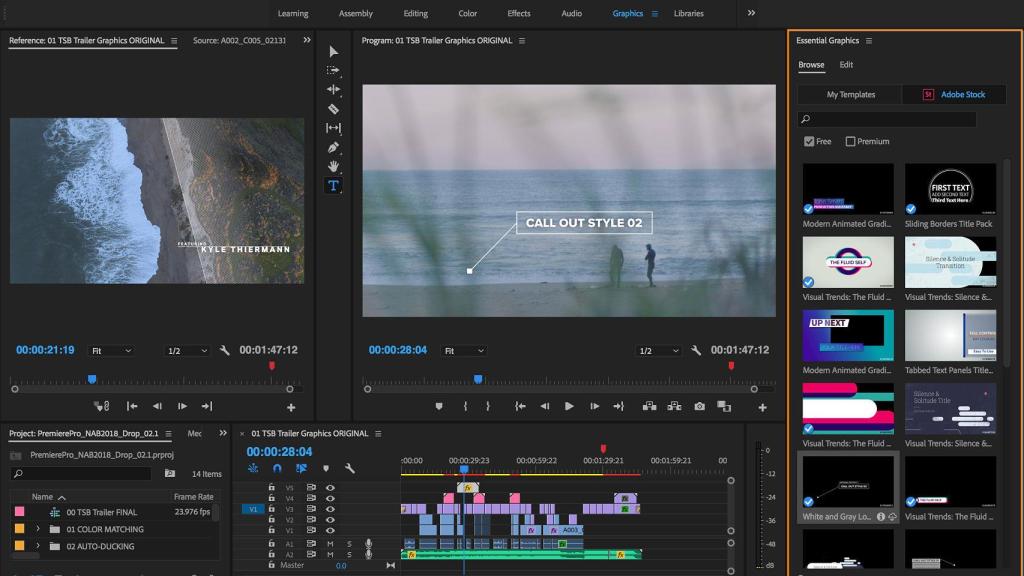 Interfaz de Adobe Premiere Pro.