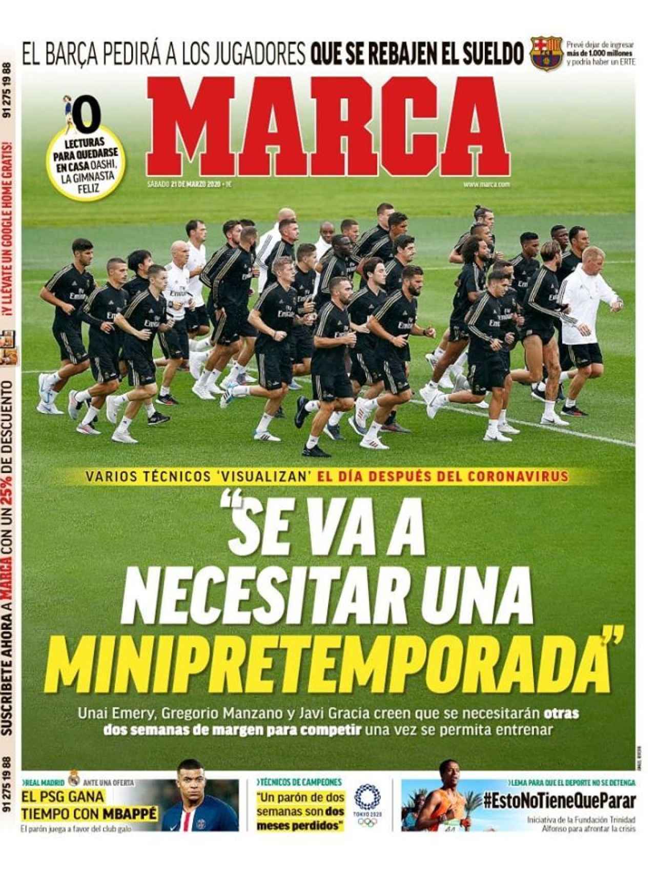 La portada del diario Marca (21/03/2020)