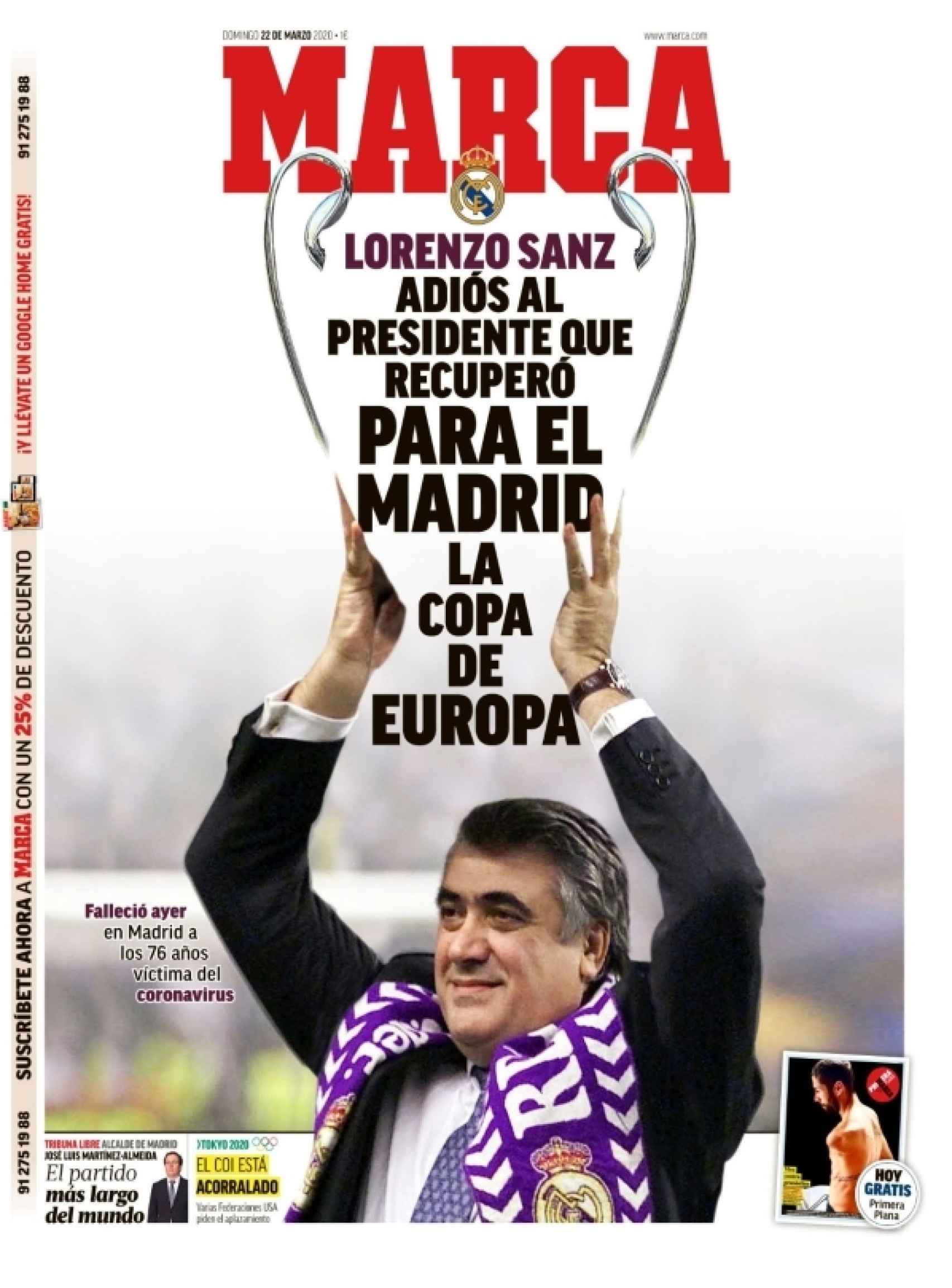 La portada del diario MARCA (22/03/2020)