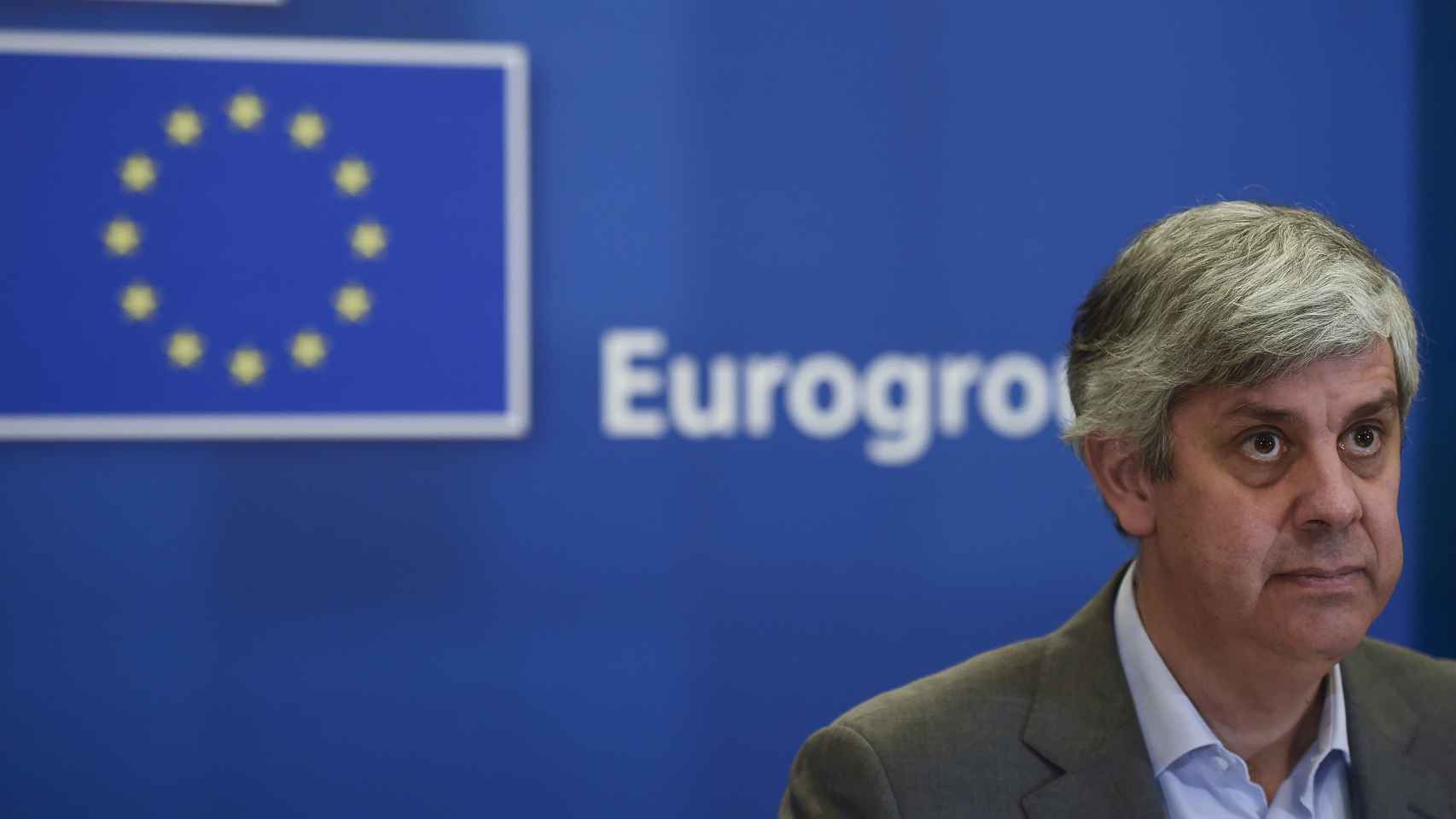 El presidente del Eurogrupo, Mário Centeno, durante la videoconferencia de este martes
