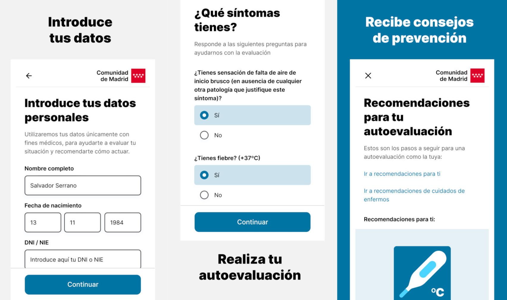 App contra el coronavirus de Madrid para Android