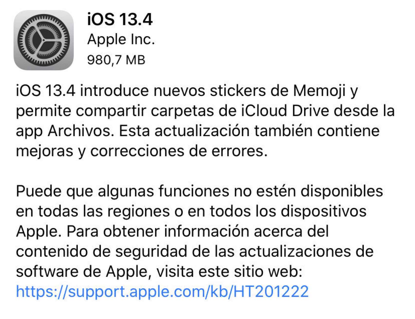 Actualización de iOS 13.4