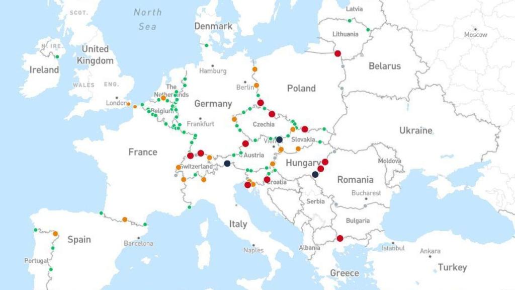 Mapa de los pasos fronterizos para camiones.