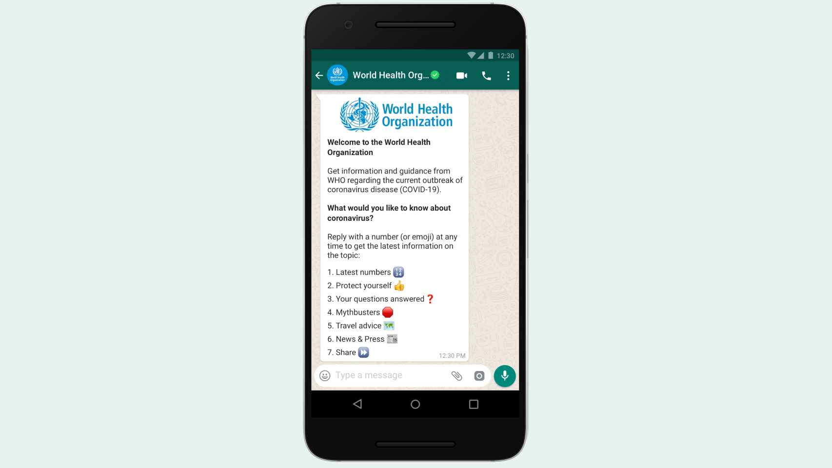 Whatsapp ha integrado un bot de la OMS con información del coronavirus