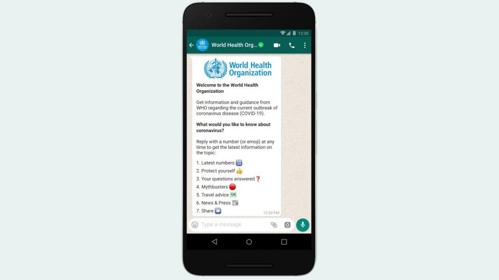 Whatsapp ha integrado un bot de la OMS con información del coronavirus