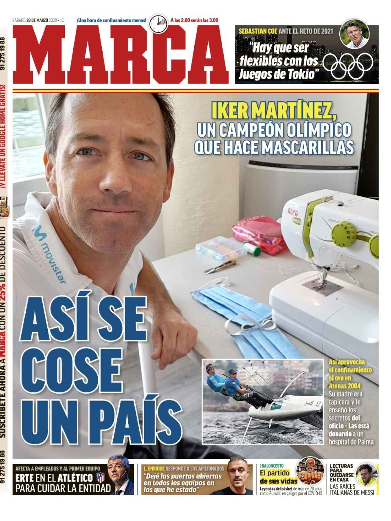 La portada del diario MARCA (28/03/2020)