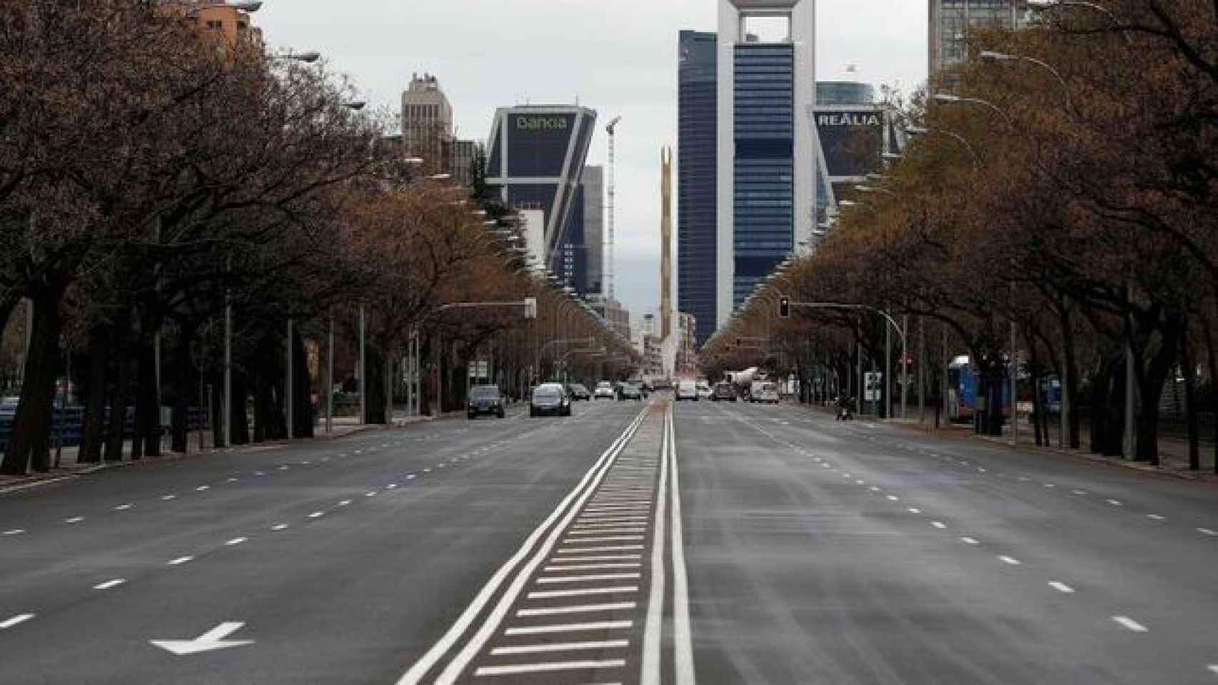 El Paseo de la Castellana de Madrid en pleno estado de alarma.