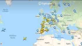 Mapa de todos los vuelos con salida o llegada a Madrid Barajas.